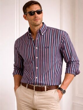 Chaps Men’s Striped Button-Up Long Sleeve Shirt – XL